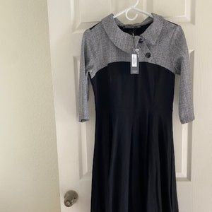 Homeyee Black/Gray Academia Dress. New with tags. Size 10